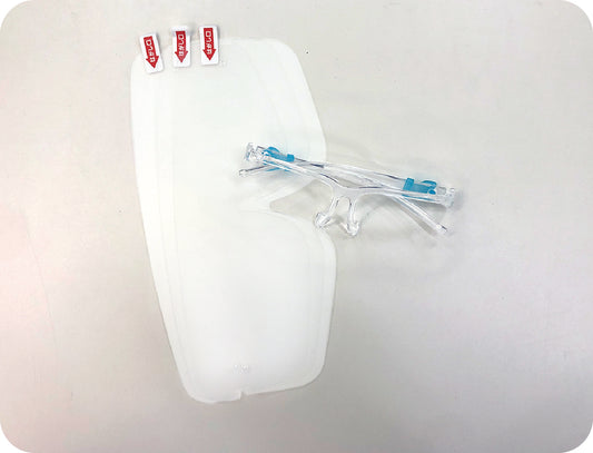 メガネ型フィスシールドハーフサイズ フレーム1個+シールド3枚