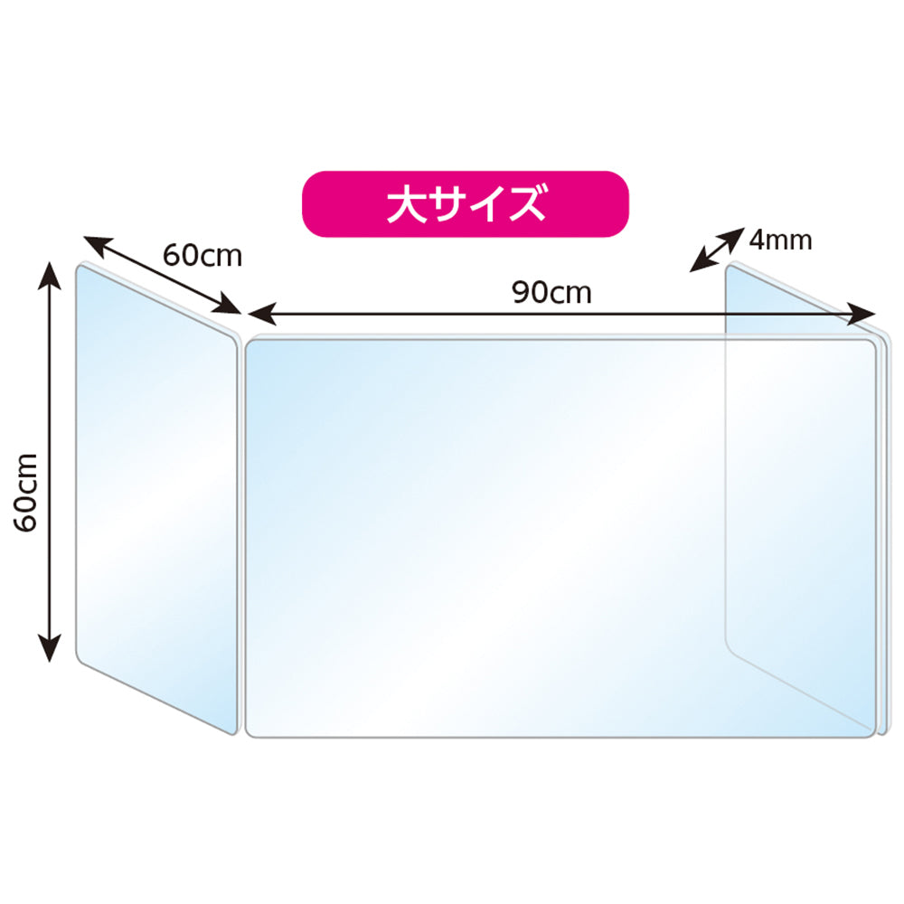 コの字型 飛沫防止アクリルパーティション　大