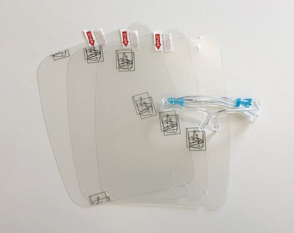 メガネ型フェイスシールド（フレーム1個＋シールド3枚入)　入荷後の出荷となります